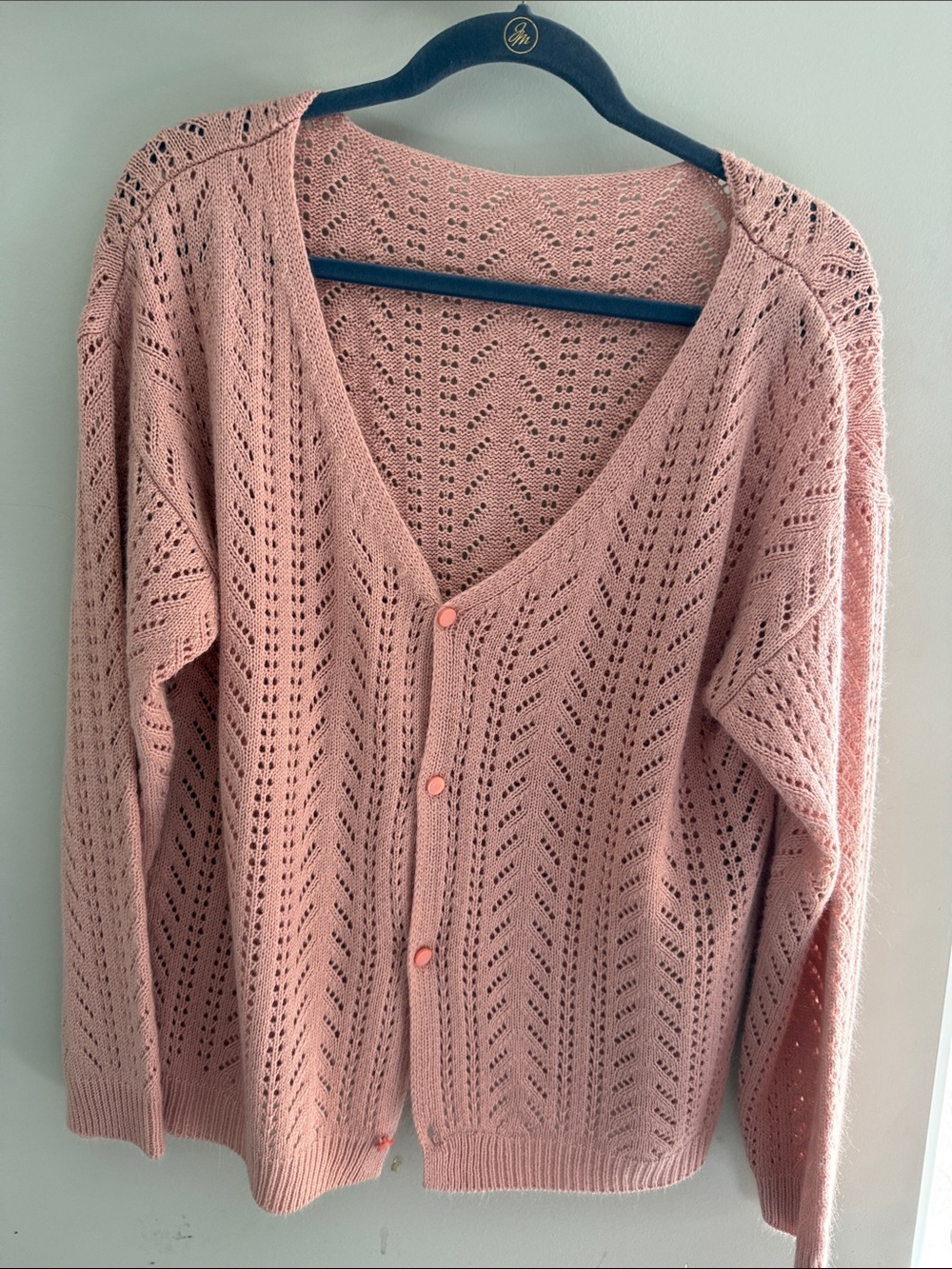 Soft Knit Pink Button-Front Sweater Cardigan Granny large no tags